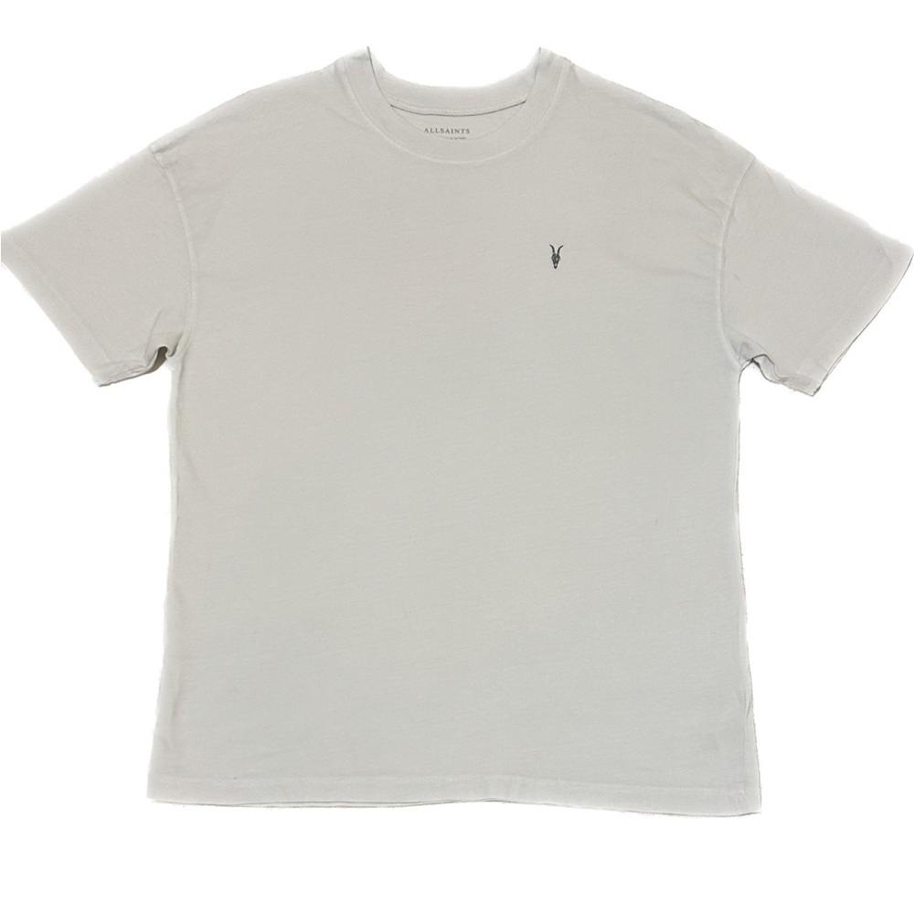 All-Saints Plain White Tee (Oversized) with Logo (Size Small)